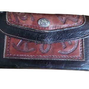 Vintage Old West Black and Brown Leather Wallet